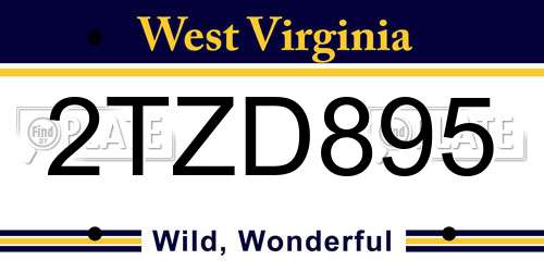 2TZD895 West Virginia License Plate
