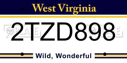2TZD898 West Virginia License Plate