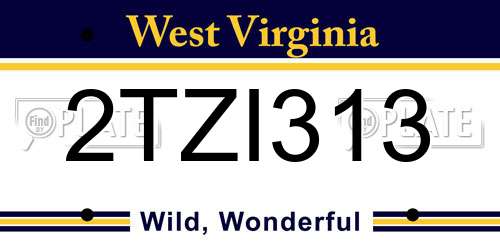 2TZI313 West Virginia License Plate