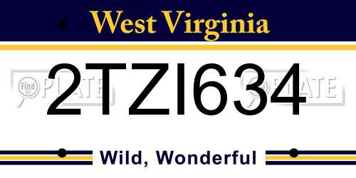 2TZI634 West Virginia License Plate