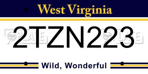 2TZN223 West Virginia License Plate