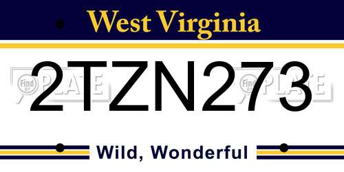 2TZN273 West Virginia License Plate