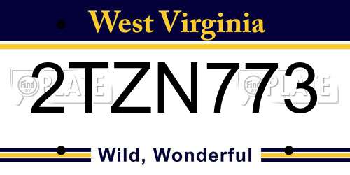 2TZN773 West Virginia License Plate