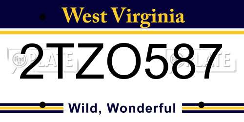 2TZO587 West Virginia License Plate