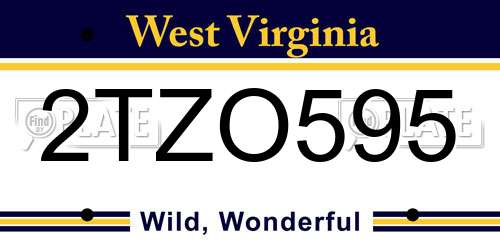 2TZO595 West Virginia License Plate