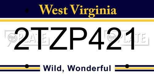 2TZP421 West Virginia License Plate