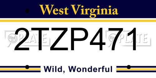 2TZP471 West Virginia License Plate