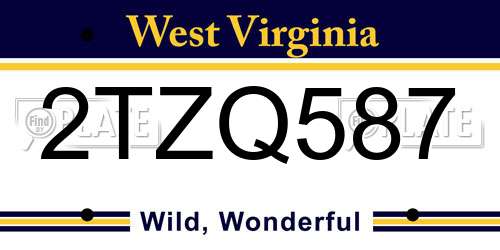 2TZQ587 West Virginia License Plate