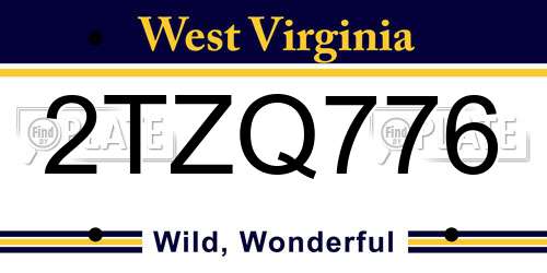2TZQ776 West Virginia License Plate