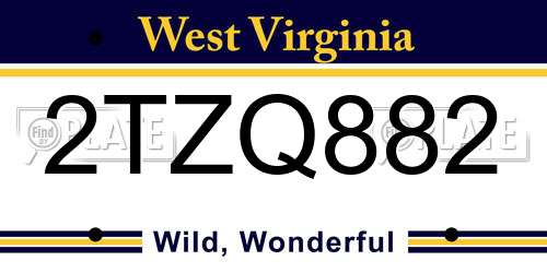 2TZQ882 West Virginia License Plate