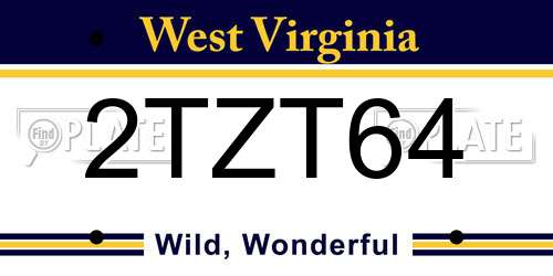 2TZT64 West Virginia License Plate