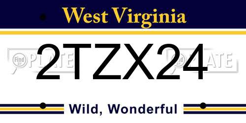 2TZX24 West Virginia License Plate