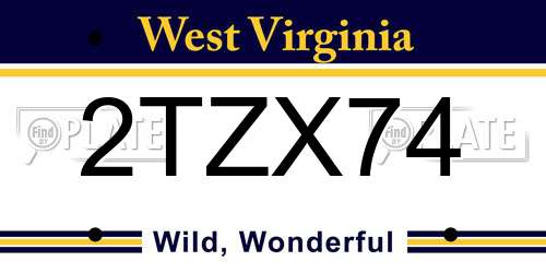 2TZX74 West Virginia License Plate