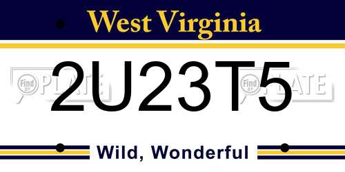 2U23T5 West Virginia License Plate