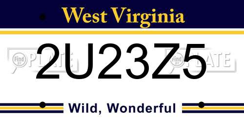 2U23Z5 West Virginia License Plate