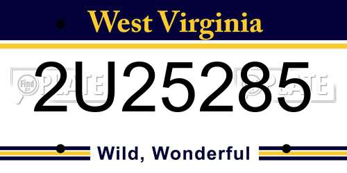 2U25285 West Virginia License Plate