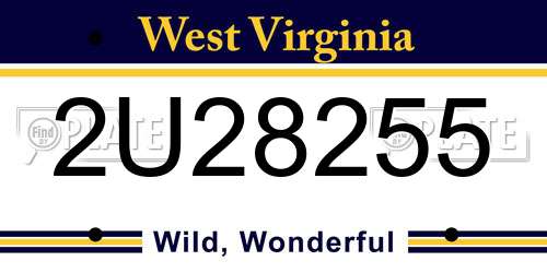 2U28255 West Virginia License Plate