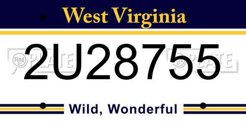 2U28755 West Virginia License Plate