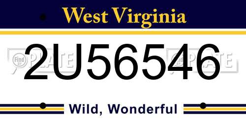 2U56546 West Virginia License Plate