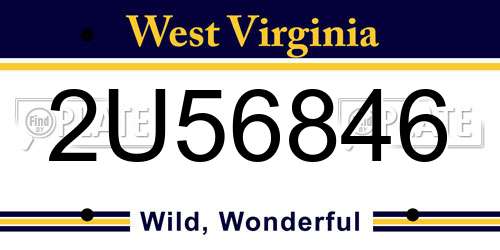 2U56846 West Virginia License Plate