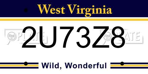 2U73Z8 West Virginia License Plate