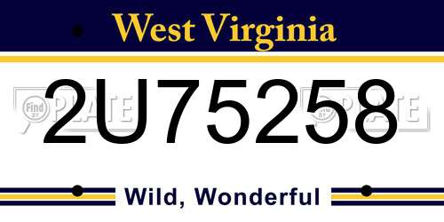 2U75258 West Virginia License Plate