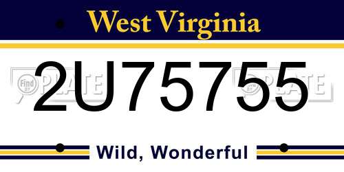2U75755 West Virginia License Plate