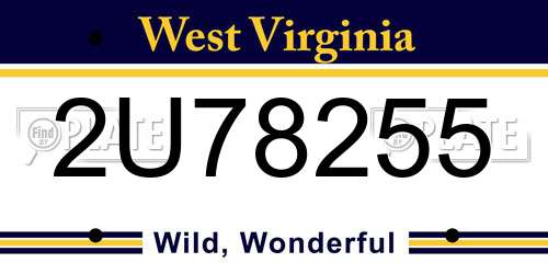 2U78255 West Virginia License Plate