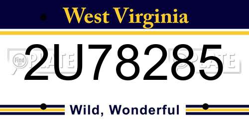 2U78285 West Virginia License Plate