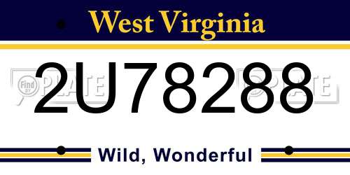 2U78288 West Virginia License Plate