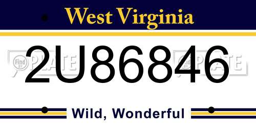 2U86846 West Virginia License Plate
