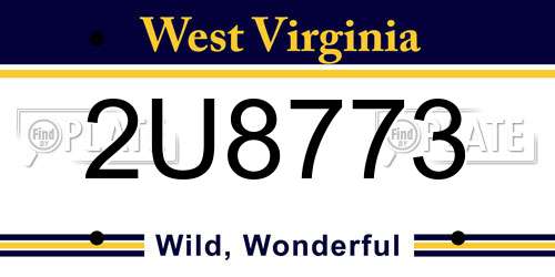 2U8773 West Virginia License Plate