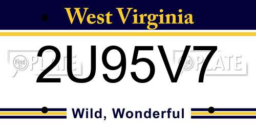 2U95V7 West Virginia License Plate