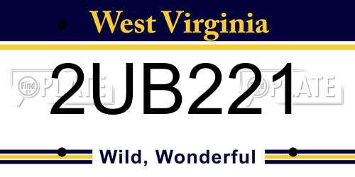 2UB221 West Virginia License Plate