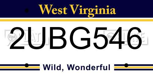 2UBG546 West Virginia License Plate