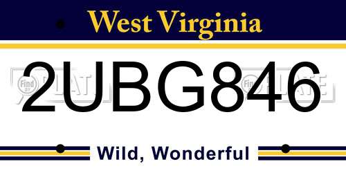 2UBG846 West Virginia License Plate