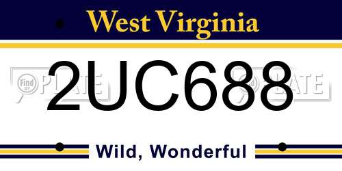 2UC688 West Virginia License Plate