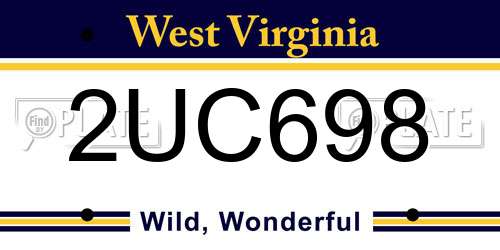 2UC698 West Virginia License Plate