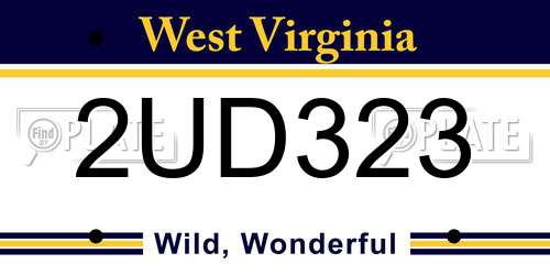 2UD323 West Virginia License Plate
