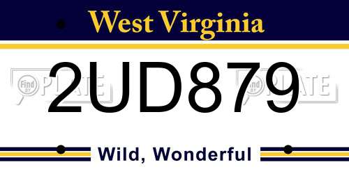 2UD879 West Virginia License Plate