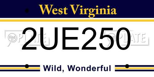 2UE250 West Virginia License Plate