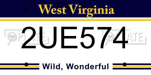 2UE574 West Virginia License Plate