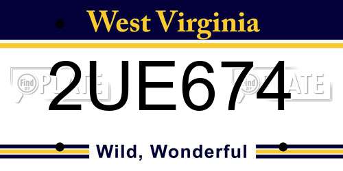 2UE674 West Virginia License Plate