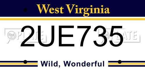 2UE735 West Virginia License Plate