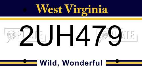 2UH479 West Virginia License Plate