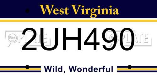 2UH490 West Virginia License Plate