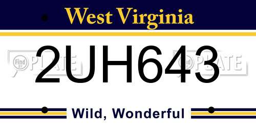 2UH643 West Virginia License Plate