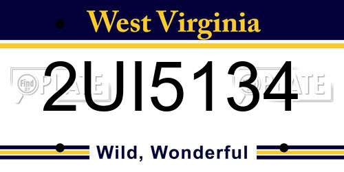 2UI5134 West Virginia License Plate
