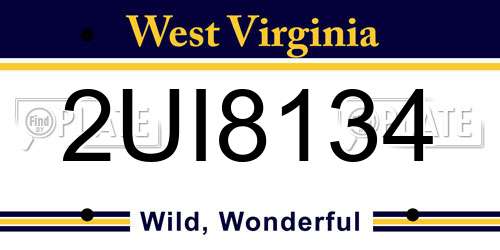 2UI8134 West Virginia License Plate