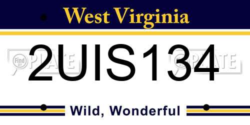 2UIS134 West Virginia License Plate